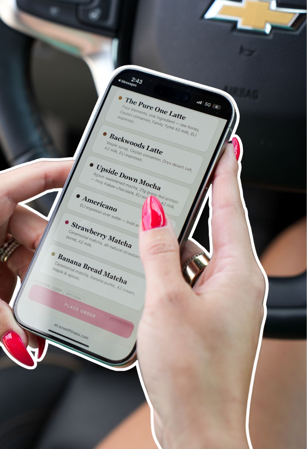 Ordering ahead on a phone from the driver's seat